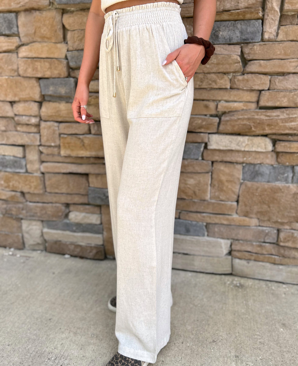 【SCENERITY】Raw linen denim pants Zenana Women's High Rise Destroyed Raw Hem Straight Leg