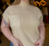 Ribbed Patch Pocket Sweater