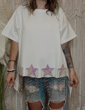 White Tee with Sequin Stars
